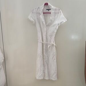 Quince White Linen Midi Dress SIZE SMALL